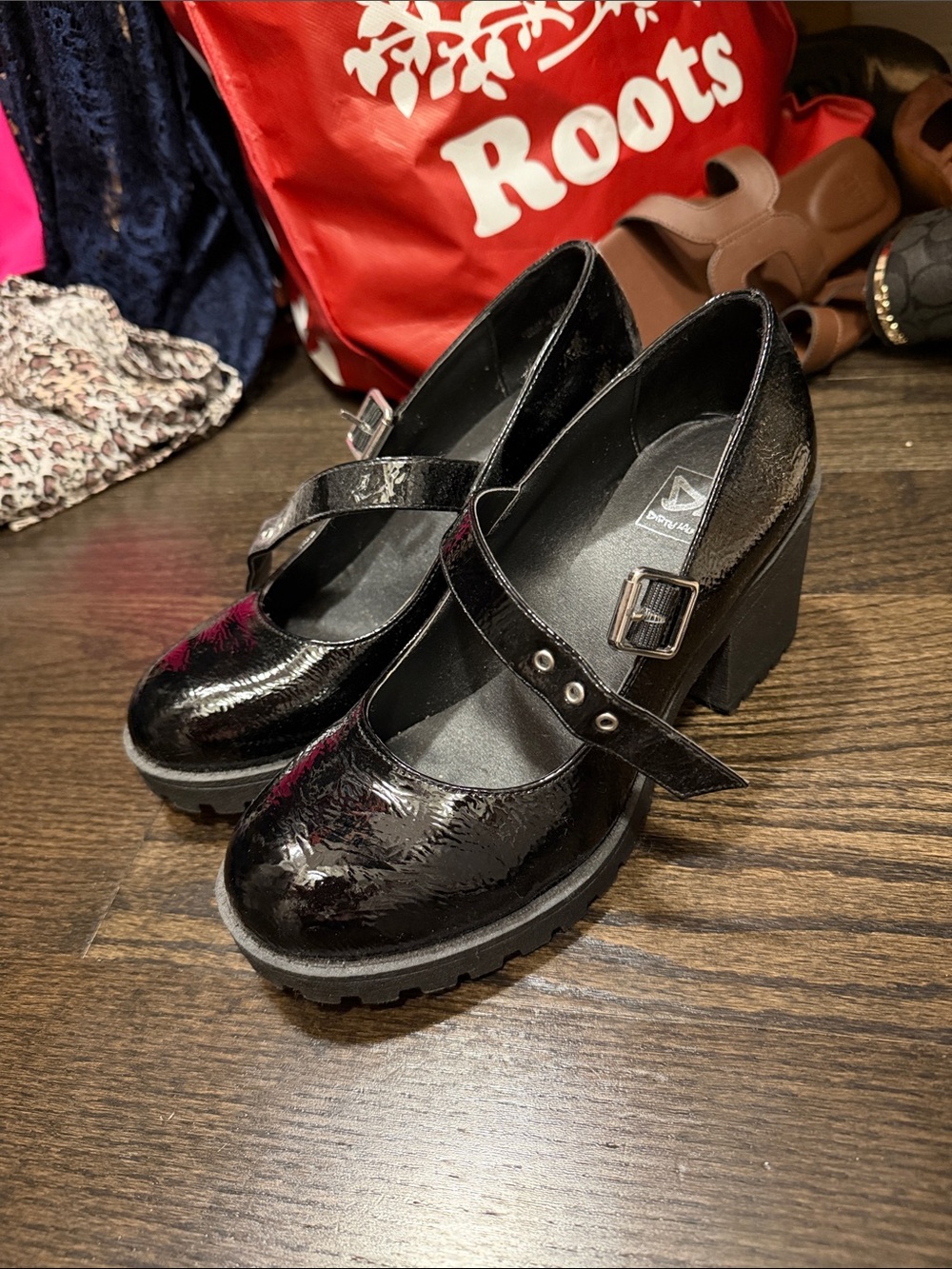 Dirty Laundry Black Patent Mary Jane Block Heels